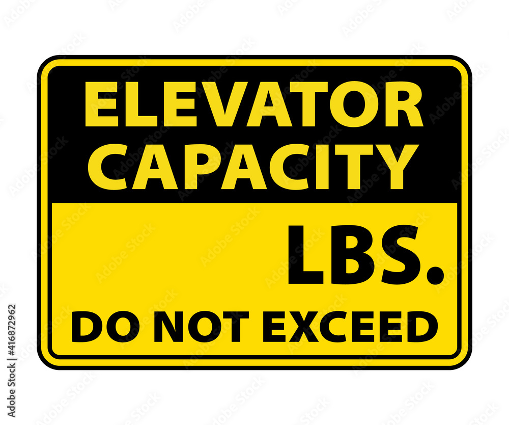 Elevator Capacity Do Not Exceed Sign. Maximum load capacity vector