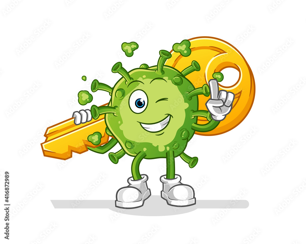 Obraz premium virus carry the key mascot. cartoon vector