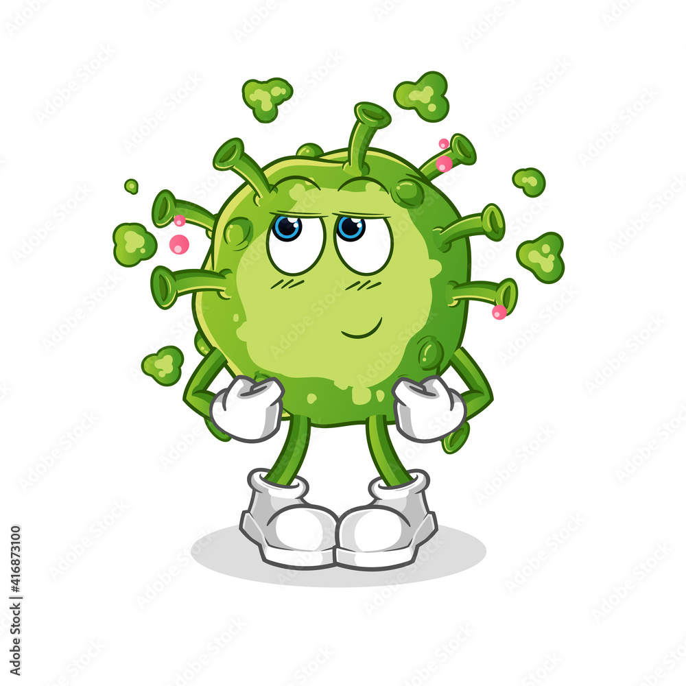 virus shy vector. cartoon character