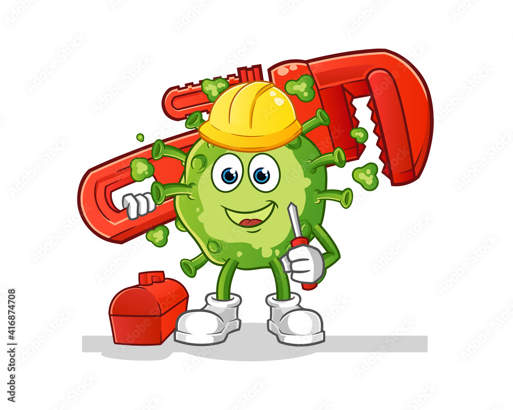 Obraz premium virus plumber cartoon. cartoon mascot vector