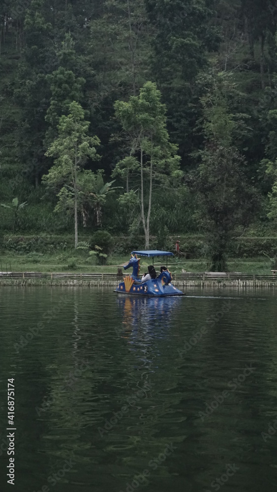 boat on the lake, canoe on lake