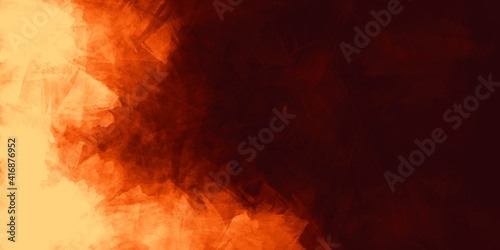 Abstract watercolor paint background by orange and black with texture for background, banner. Abstract watercolor paint with dark tone