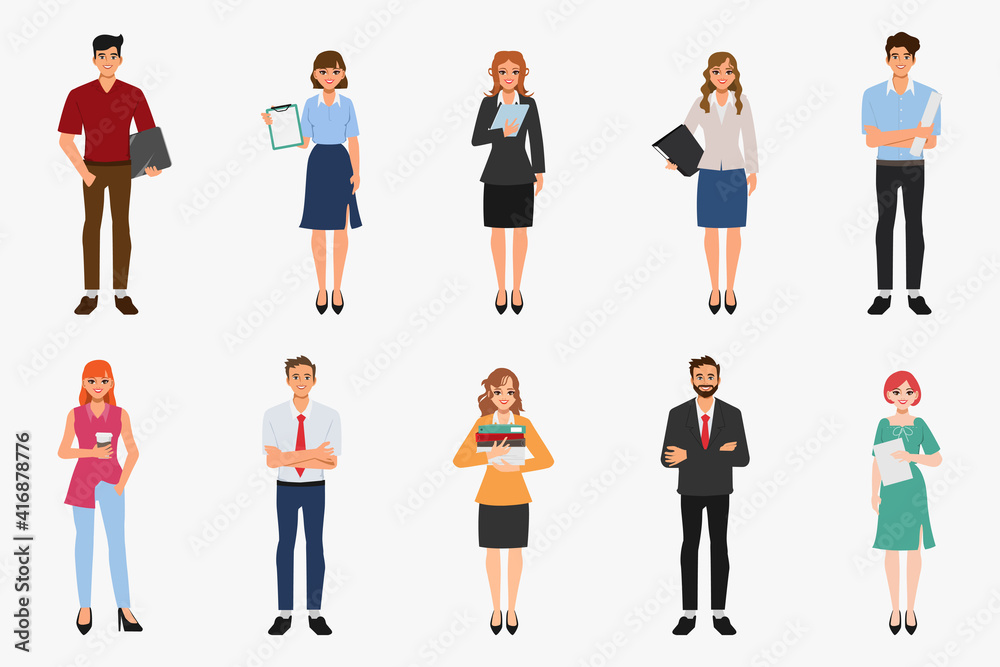 Business people portrait character pose set.	
