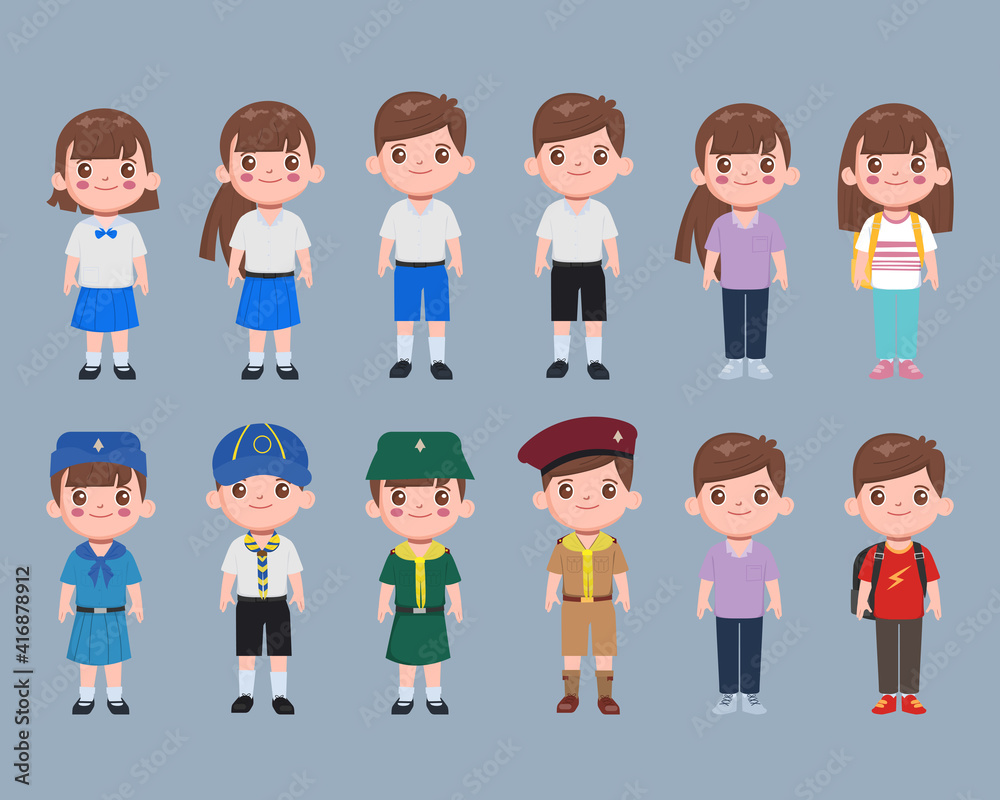 Character animation student in Bangkok Thailand uniform. Character animation student in Bangkok Thailand uniform.
