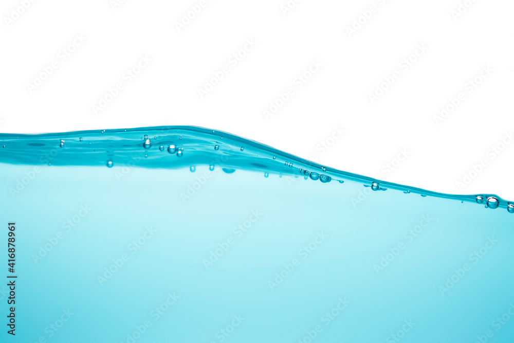 Soft waves create blurry bubbles floating beneath clean blue liquid, clear water. Soft waves create blurry bubbles floating beneath clean blue liquid, clear water.