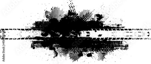 Vector Print Textured Tire Track . Design Element . Car tread silhouette . off road Mud splash grunge texture . 