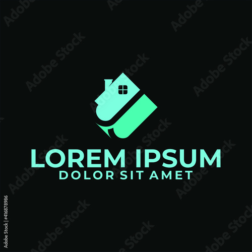Initial letter JJ logo template with house building illustration in flat design monogram symbol