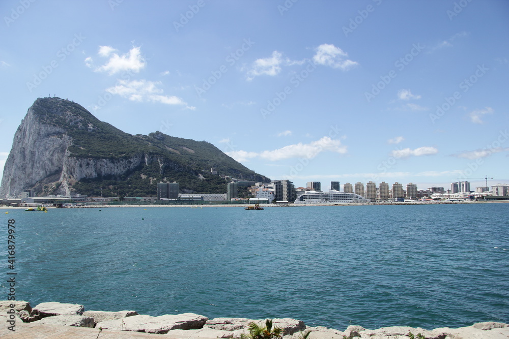 Gibraltar city - view across the canal from Spain.