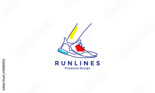 lines art abstract color shoes run logo design vector icon symbol illustration