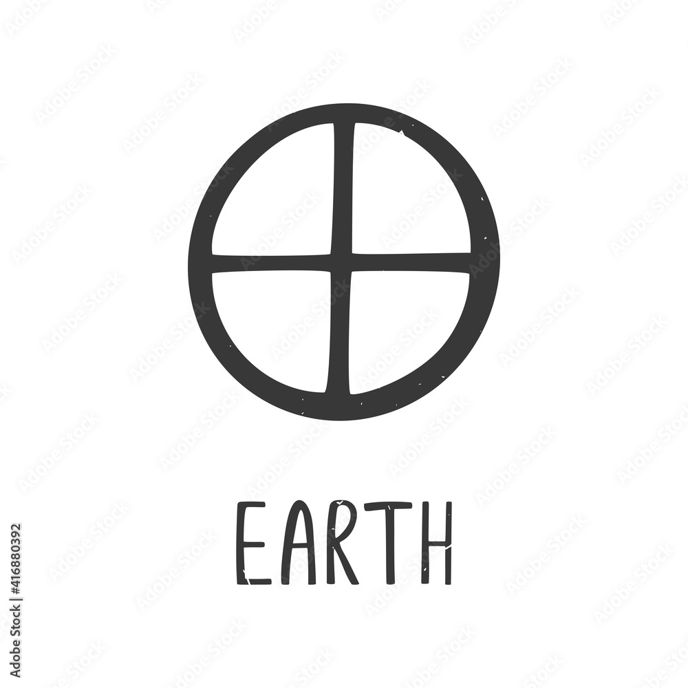Ancient astrological symbol of Earth. Minimalistic caption icon isolated on a white background. Vector hand drawn illustration Ancient astrological symbol of Earth. Minimalistic caption icon isolated on a white background. Vector hand drawn illustration