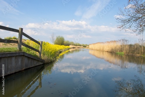 Wageningen Netherlands - 8 April 2020 - Canal Bisschop Davidsgrift (or Grift or Grebbe or Valleikanaal) in Gelderse Vallei in the Netherlands