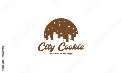 city building with cookie logo design vector icon symbol illustration