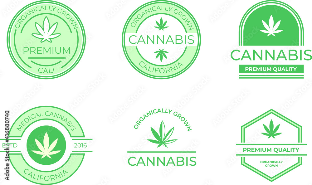 Set of cannabis minimalistic design lebels Set of cannabis minimalistic design lebels