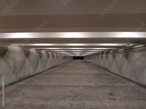 Underground. Pedestrian underpass without people. Underground pass.