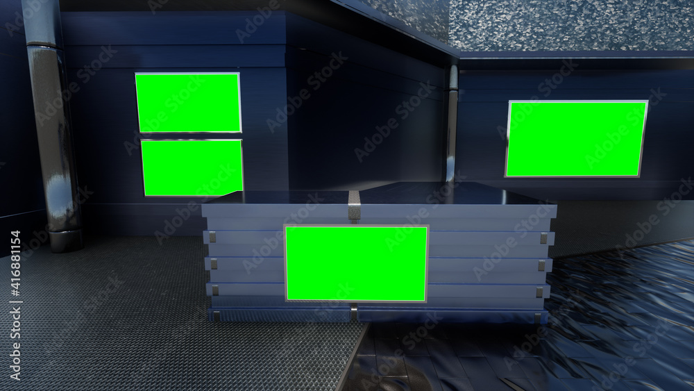 News Studio, Backdrop For TV Shows .TV On Wall.3D Virtual News Studio Background, 3d illustration News Studio, Backdrop For TV Shows .TV On Wall.3D Virtual News Studio Background, 3d illustration