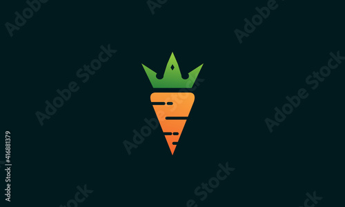 abstract vegetables carrot with crown logo design vector icon symbol illustration