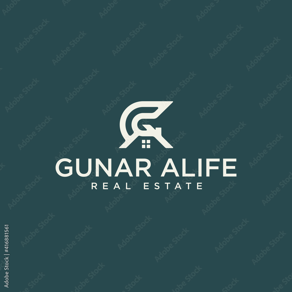 Obraz premium Letter G and A Vector Logo. Home Icon and Symbol. Real Estate Logo modern simple line design. Eps 10