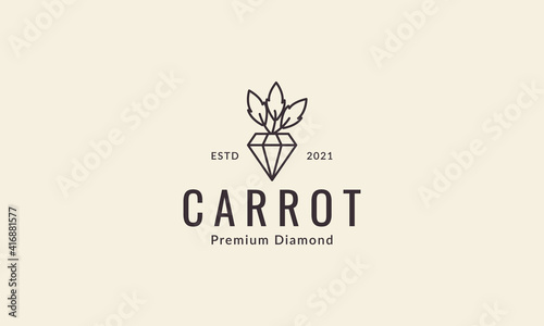 lines carrot with diamond logo design vector icon symbol illustration