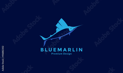 colorful fish sea blue marlin logo design vector icon symbol illustration