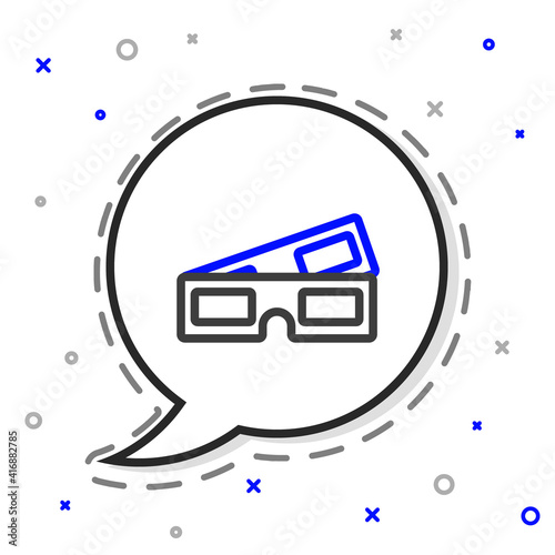 Line 3D cinema glasses icon isolated on white background. Colorful outline concept. Vector Illustration.