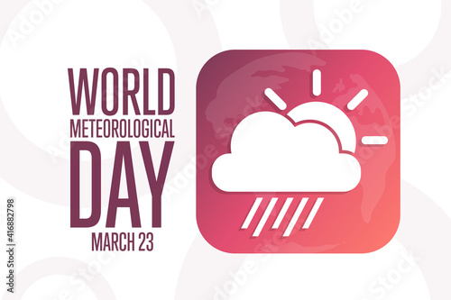 World Meteorological Day. March 23. Holiday concept. Template for background, banner, card, poster with text inscription. Vector EPS10 illustration.