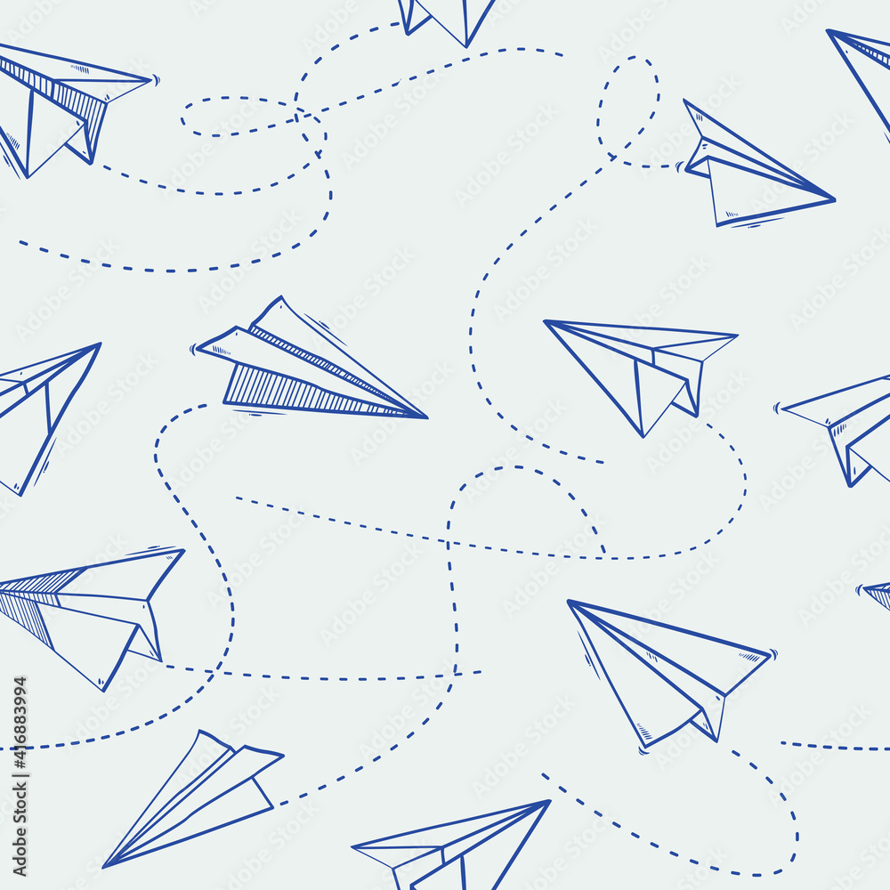Seamless pattern of Paper airplanes on paper background Stock Vector ...