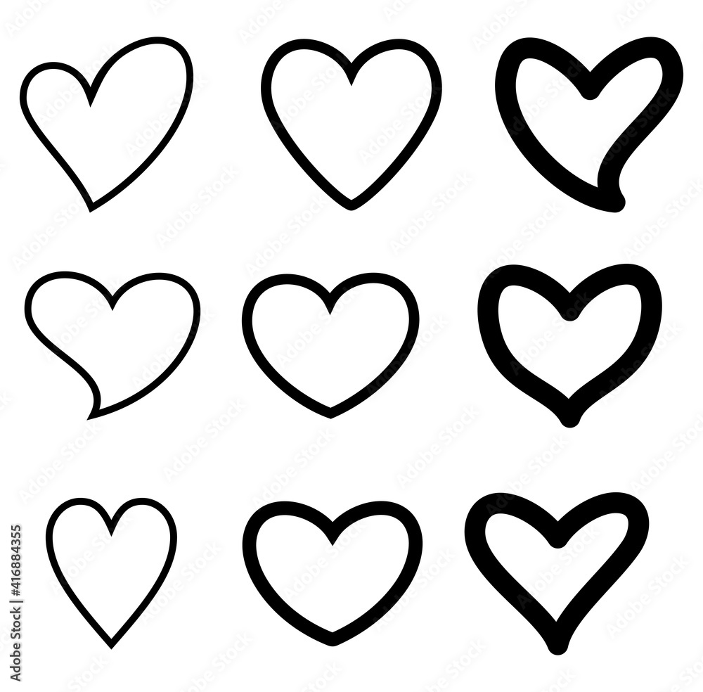 Heart icon collection, love symbols template, vector illustration Heart icon collection, love symbols template, vector illustration