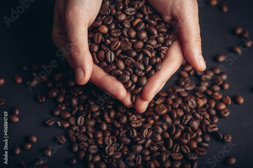 coffee in hands cappuccino beverage preparation organic