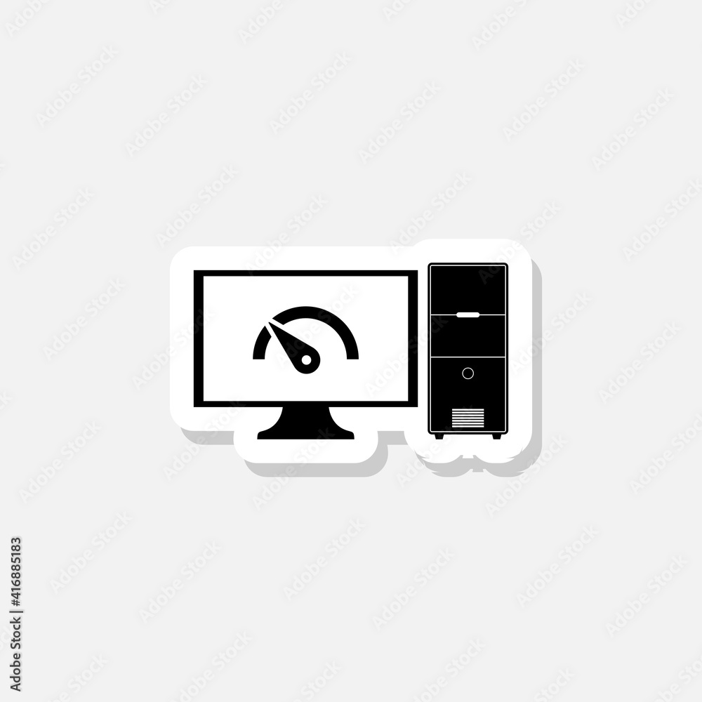 Slow PC icon. Computer Repair logo sticker Slow PC icon. Computer Repair logo sticker