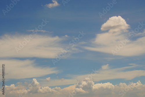 Nature blue sky with cloud - blue background material - cloudscape in summer sunny day