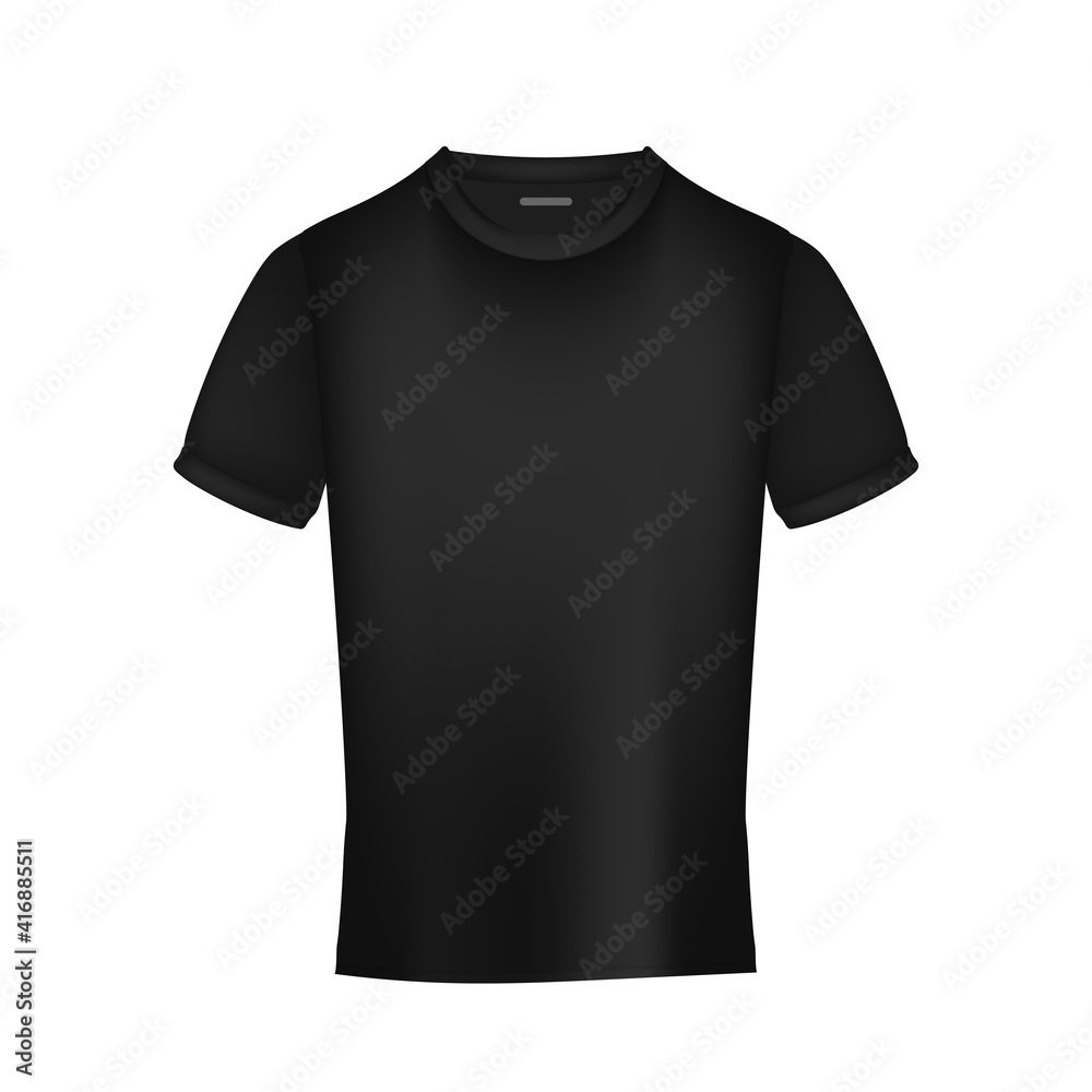 Black realistic t-shirt front view. Isolated. Vector illustration. Black realistic t-shirt front view. Isolated. Vector illustration.