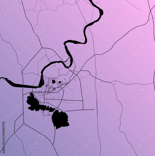 Maoming, Guangdong, China (CHN) - Urban vector city map with parks, rail and roads, highways, minimalist town plan design poster, city center, downtown, transit network, gradient blueprint photo