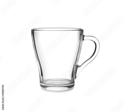 Empty glass cup isolated on white. Kitchen tableware