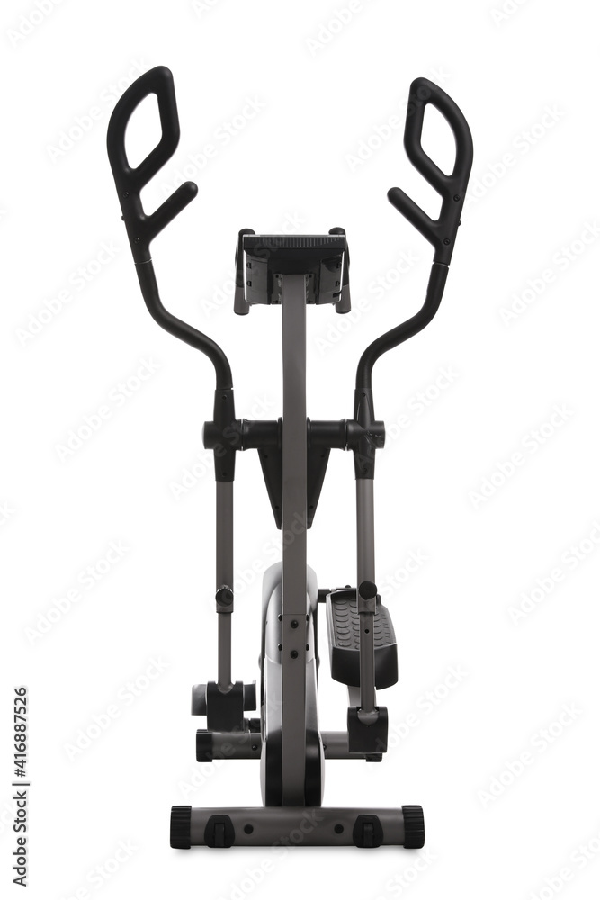 Modern elliptical machine cross trainer isolated on white Modern elliptical machine cross trainer isolated on white