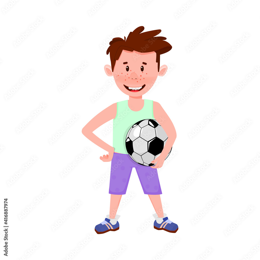Cute boy holding a basketball ball - cartoon style. Cute boy holding a basketball ball - cartoon style.