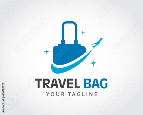Travel bag airplane flight around logo symbol design illustration inspiration