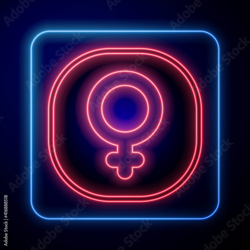 Glowing neon Venus symbol icon isolated on black background. Astrology, numerology, horoscope, astronomy. Vector.
