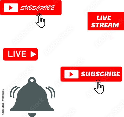 
set for video blogger subscribe ,live, bell