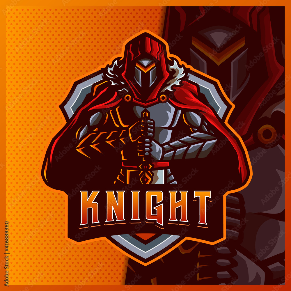Knight Warrior Wing mascot esport logo design illustrations vector template, Tiger logo for team game streamer youtuber banner twitch discord