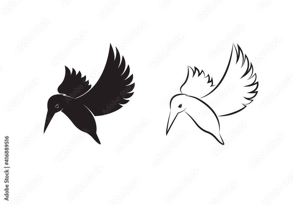 Obraz premium Vector of kingfishers bird design isolated on white background. Easy editable layered vector illustration. Wild Animals.