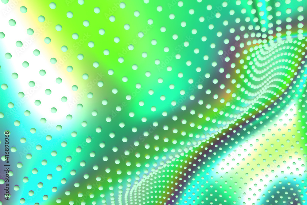3D image of a green-blue surface with dots of white fry 3D image of a green-blue surface with dots of white fry