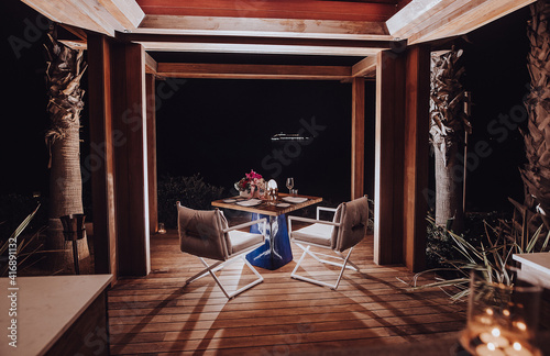 outdoor Dinner table for two photo