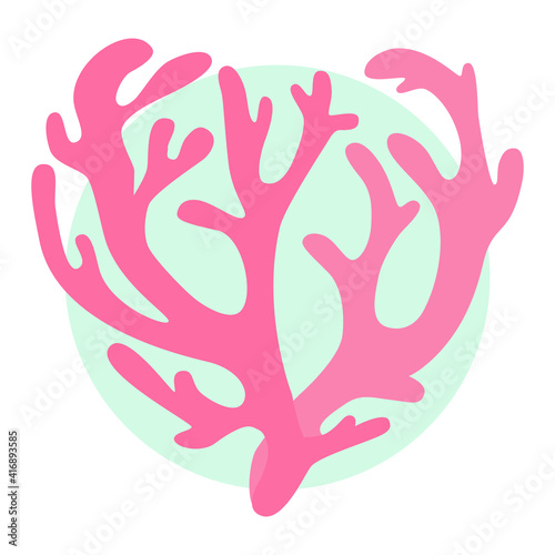 Soft pink tropical corral on the gray circle