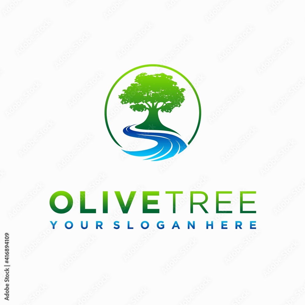 olive tree logo designs with lettering concept