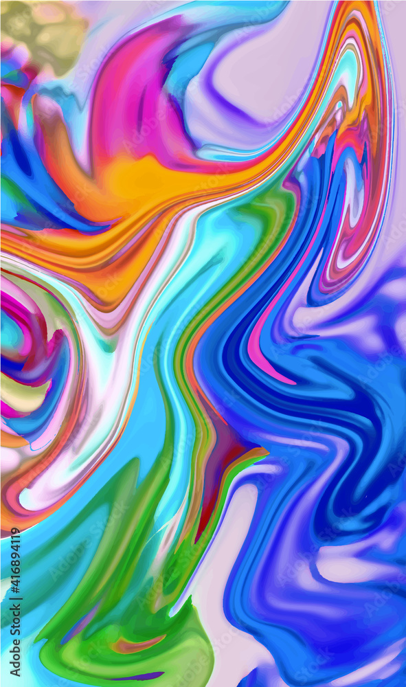 Abstract blurred background in bright rainbow colors. Colorful banner. Liquid paints, fluid.
