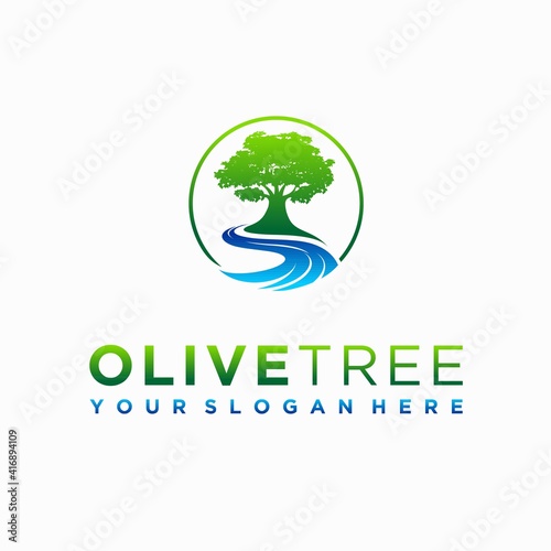 olive tree logo designs with lettering concept