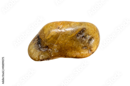 a macro photo of a flint on a white isolated background