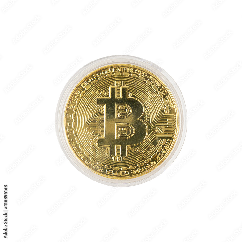 Golden bitcoin isolated on white background. Golden bitcoin isolated on white background.