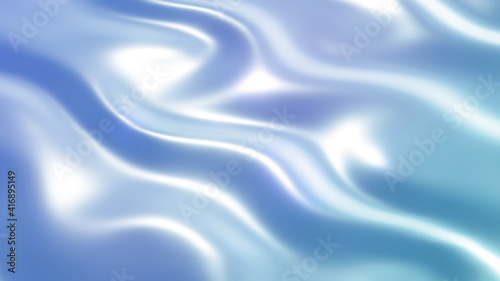 Silver chrome metal texture, wavy pattern with pearl opalescence color, liquid silver metallic silk wavy design, 3D render illustration.
