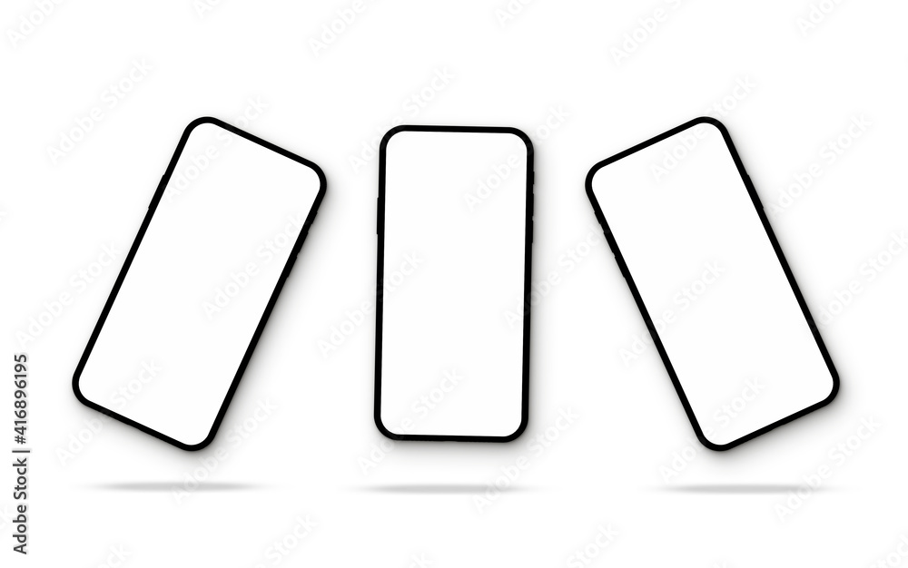 three black body mobile phone screen mockups three black body mobile phone screen mockups